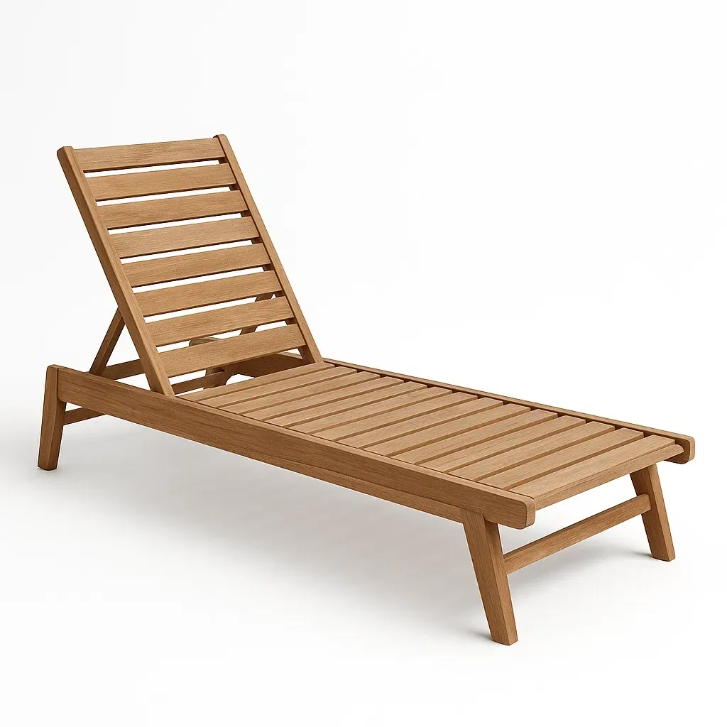 Lettino prendisole in Legno Massello Marrone Regolabile-SOFENERA