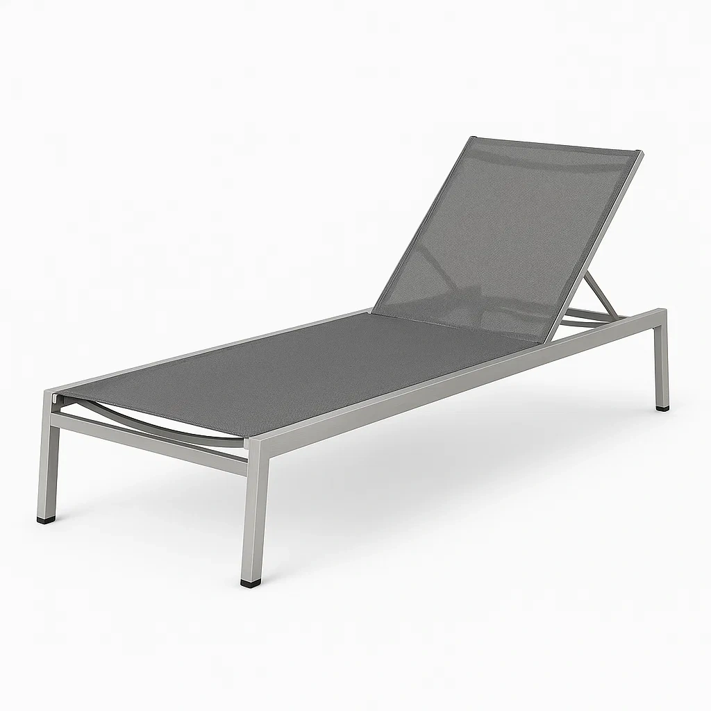 Lettino prendisole in Alluminio e Tessuto Textilene Grigio 190x60x30 cm-SOFENERA