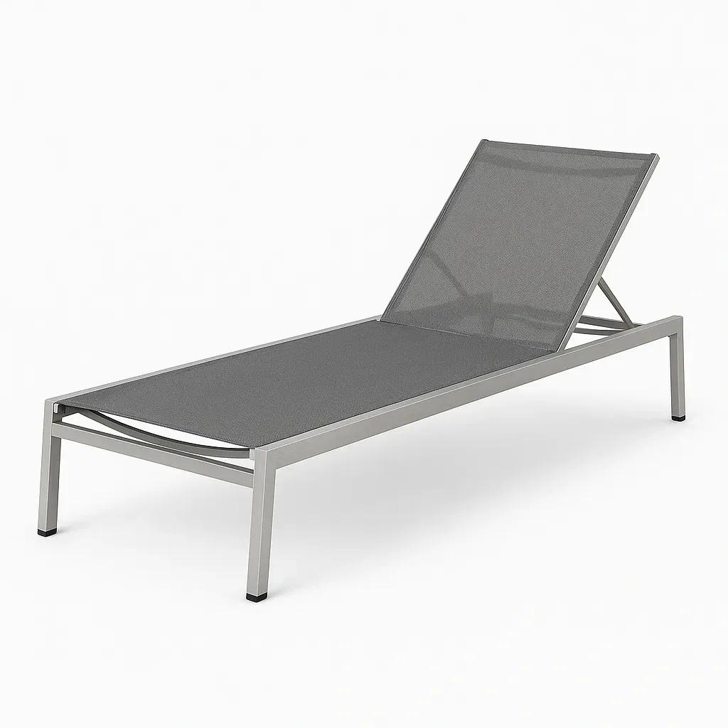 Lettino prendisole in Alluminio e Tessuto Textilene Grigio 190x60x30 cm-SOFENERA