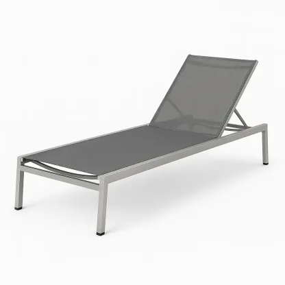 Lettino prendisole in Alluminio e Tessuto Textilene Grigio 190x60x30 cm-SOFENERA