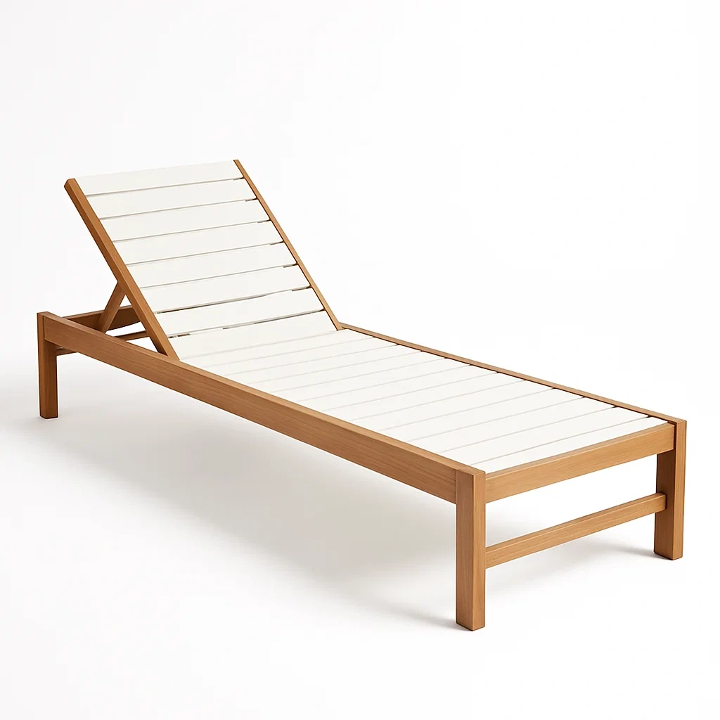 Lettino prendisole in Legno Teak Regolabile Bianco-SOFENERA