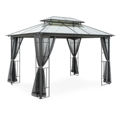 Gazebo in Metallo e Policarbonato Grigio-SOFENERA