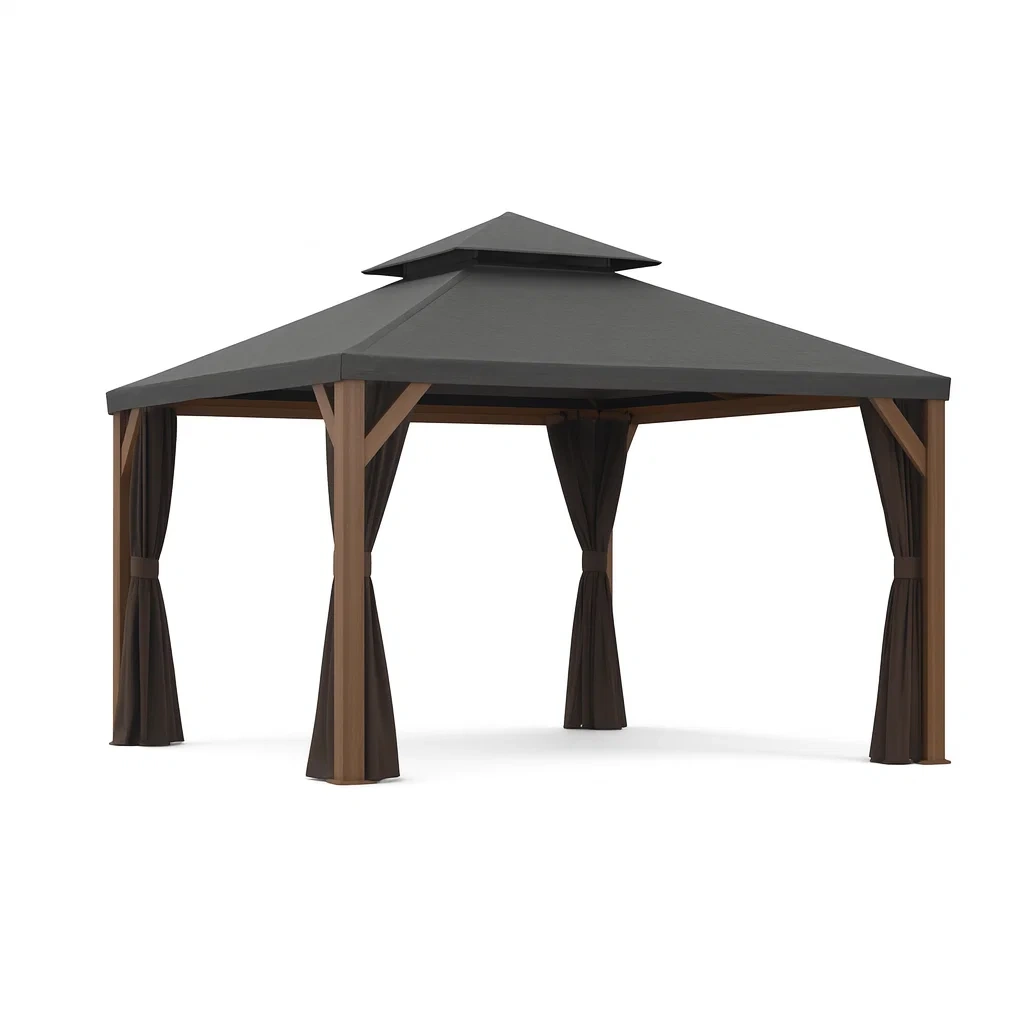 Gazebo in Alluminio e Tessuto Marrone/Nero 300x300x260 cm-SOFENERA