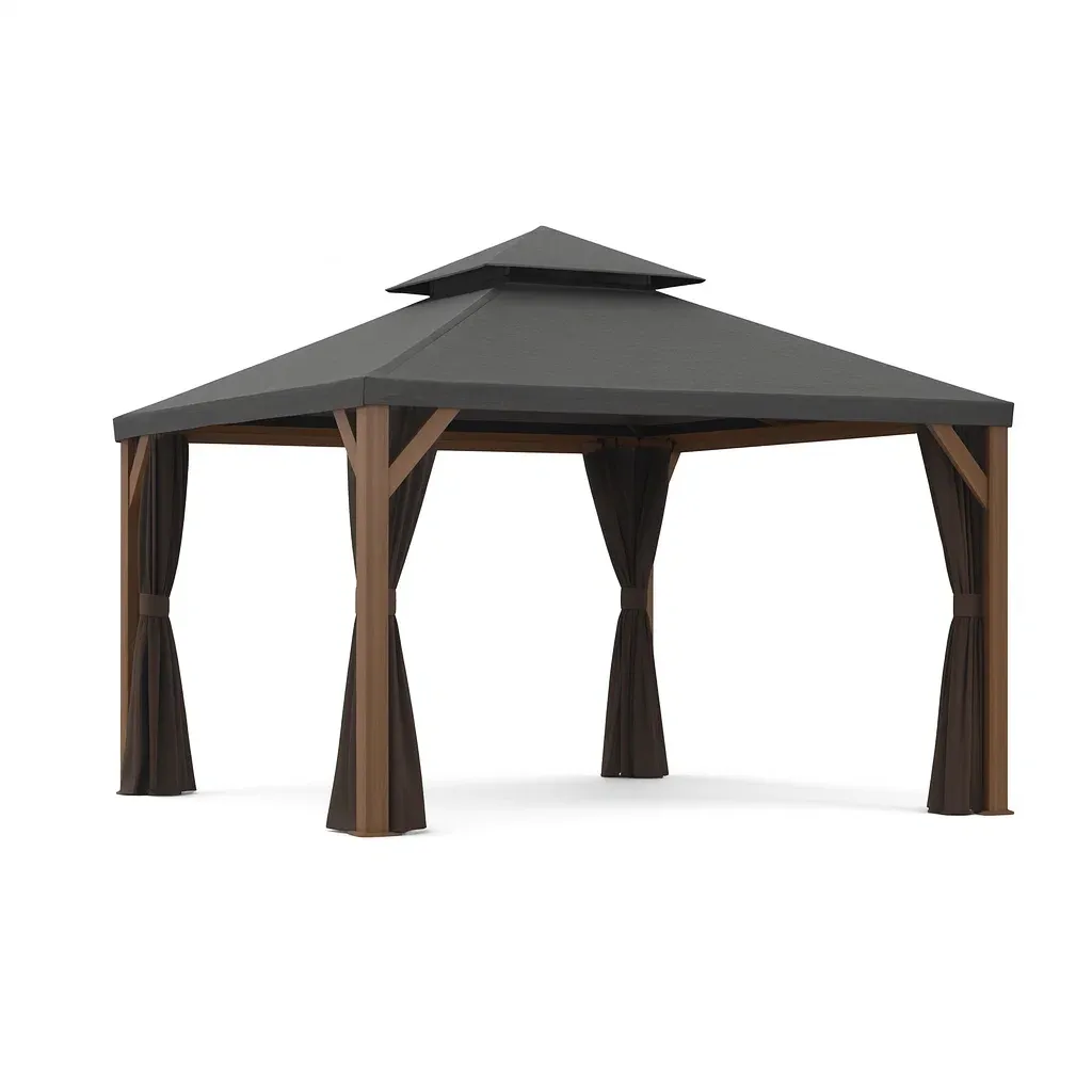 Gazebo in Alluminio e Tessuto Marrone/Nero 300x300x260 cm-SOFENERA