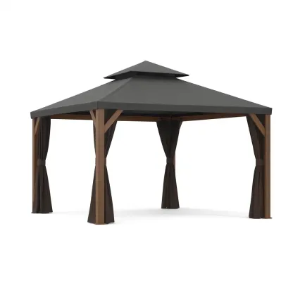 Gazebo in Alluminio e Tessuto Marrone/Nero 300x300x260 cm-SOFENERA