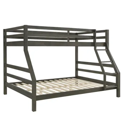 Letto a castello in Legno Massello Grigio con Scaletta Laterale-SOFENERA