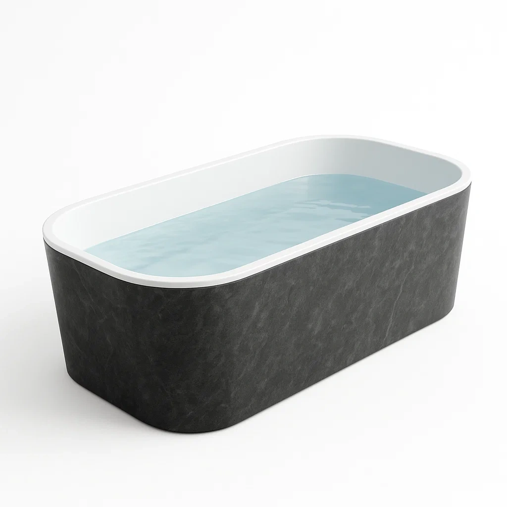 Vasca da bagno rettangolare in acrilico/fibra di vetro bianco/nero-SOFENERA