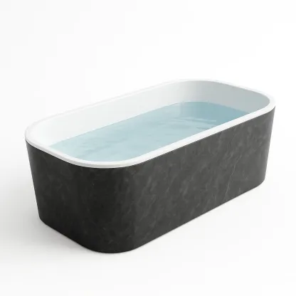 Vasca da bagno rettangolare in acrilico/fibra di vetro bianco/nero-SOFENERA