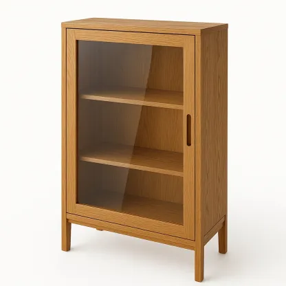 Vetrina in legno con anta in vetro e 3 ripiani-SOFENERA