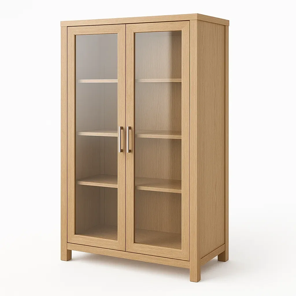 Vetrina in legno di rovere con ante in vetro temperato-SOFENERA