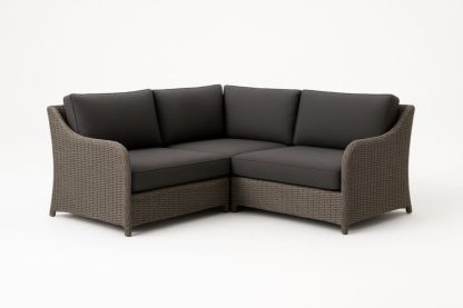 Divano Angolare in Rattan PE Grigio Scuro 210cm