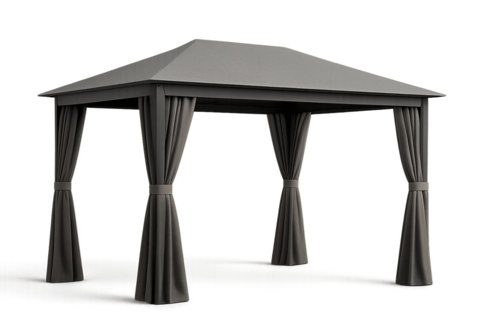 Gazebo da Giardino in Acciaio con Tessuto in Poliestere Grigio