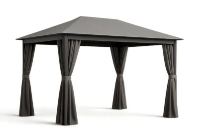 Gazebo da Giardino in Acciaio con Tessuto in Poliestere Grigio