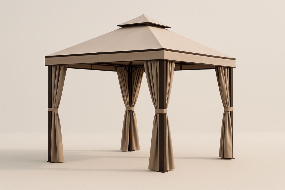 Gazebo da Giardino in Acciaio e Poliestere Beige