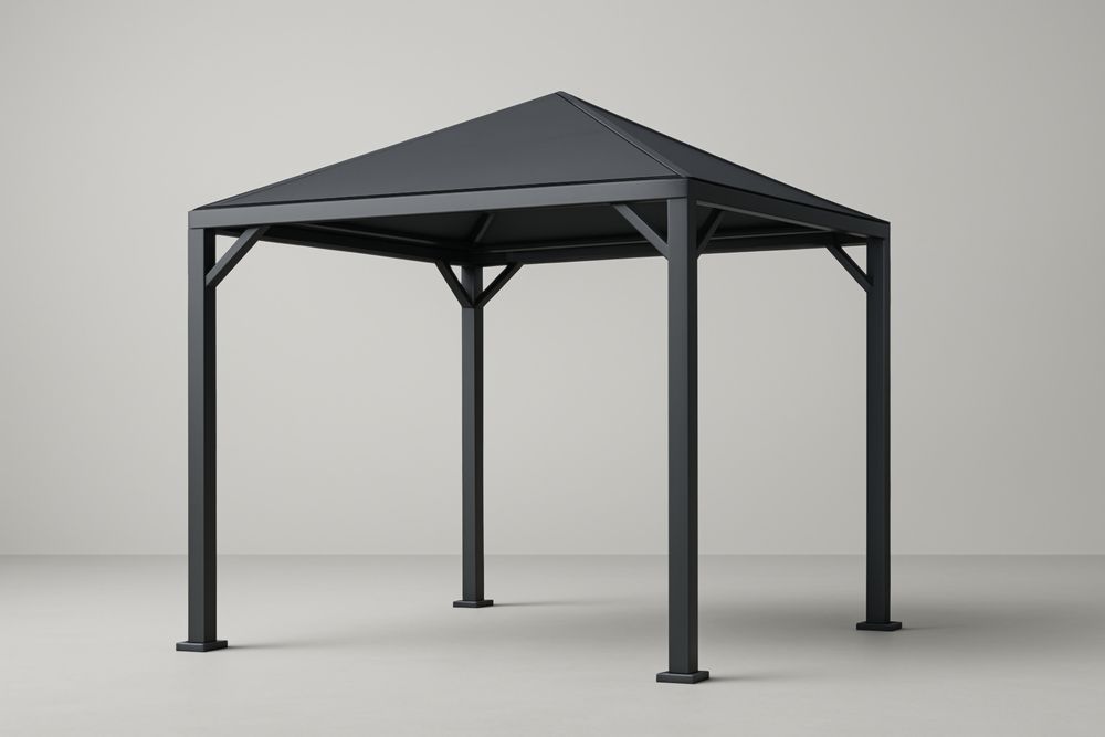 Gazebo da Giardino in Alluminio e Policarbonato Nero