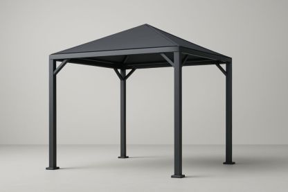 Gazebo da Giardino in Alluminio e Policarbonato Nero