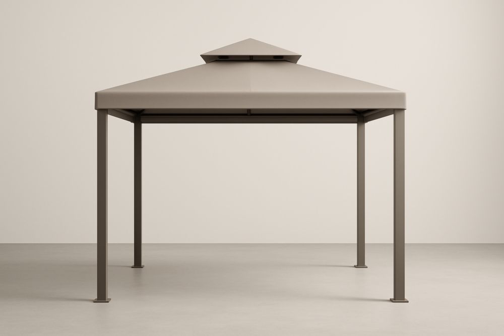 Gazebo in Acciaio e Poliestere Taupe 300x300x250 cm(Lu×L×H)