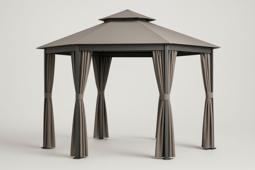 Gazebo da Giardino con Struttura in Alluminio e Tessuto in Poliestere Beige