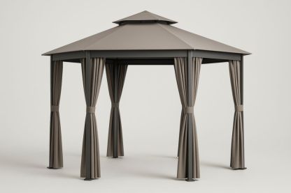Gazebo da Giardino con Struttura in Alluminio e Tessuto in Poliestere Beige