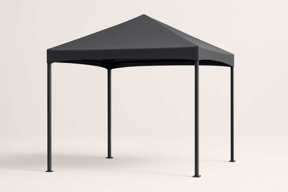 Gazebo in Acciaio con Copertura in Tessuto Poliestere Nero
