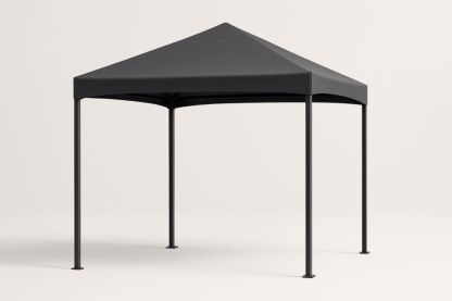 Gazebo in Acciaio con Copertura in Tessuto Poliestere Nero