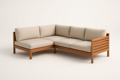 Divano Angolare in Legno Massello Beige