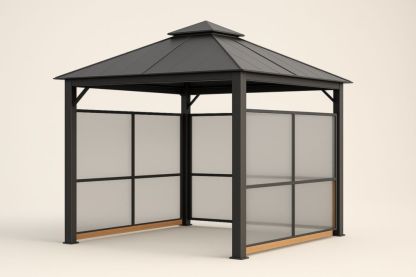 Gazebo da Giardino in acciaio con Pareti in Policarbonato Grigio