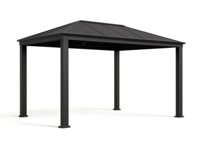 Gazebo da Giardino in Alluminio Nero Tetto Rinforzato 300x300x250 cm(Lu×L×H)