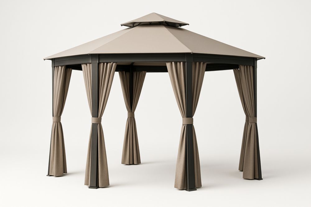 Gazebo in Alluminio con Telo in Poliestere Beige