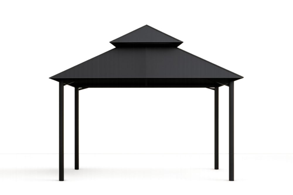 Gazebo Nero in Alluminio e Acciaio