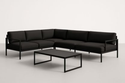 Divano angolare modulare in metallo e tessuto 300x230 cm