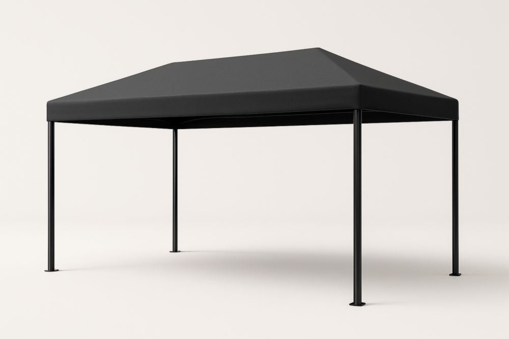 Gazebo in Acciaio e Poliestere Impermeabile Nero