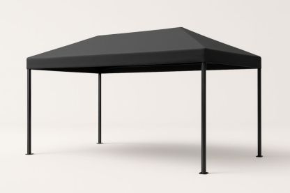 Gazebo in Acciaio e Poliestere Impermeabile Nero