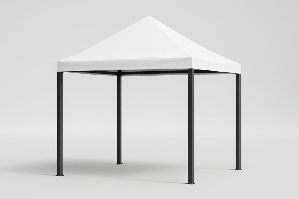 Gazebo quadrato in acciaio e poliestere bianco