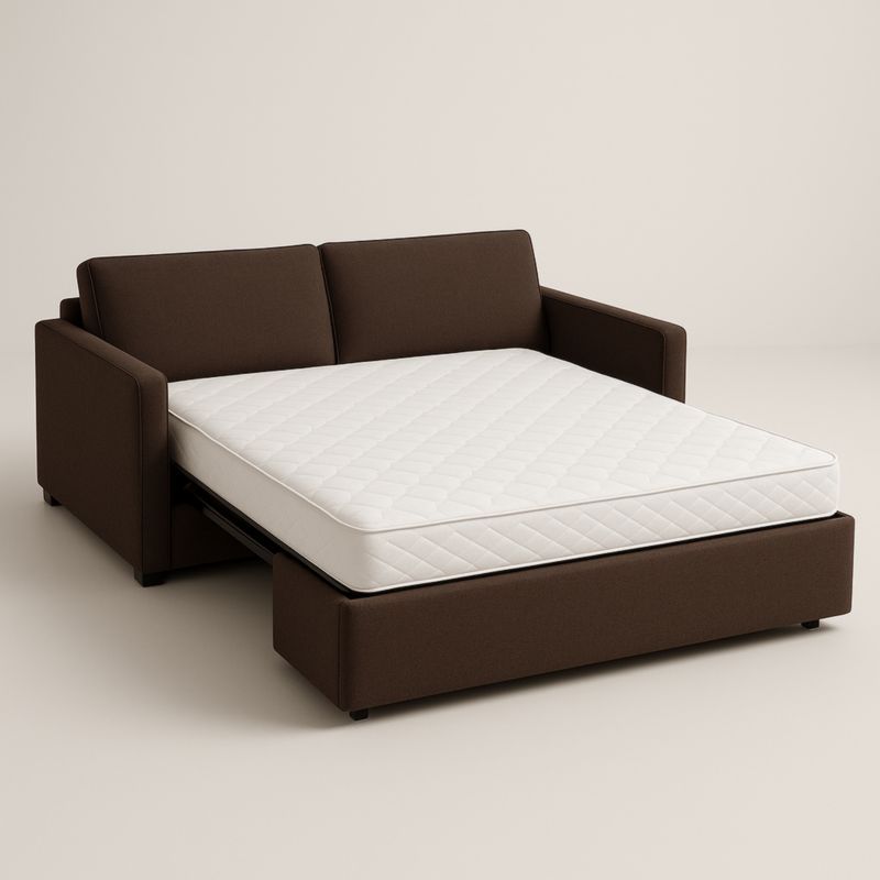 Canapé-lit convertible tissu marron matelas 190x140 cm