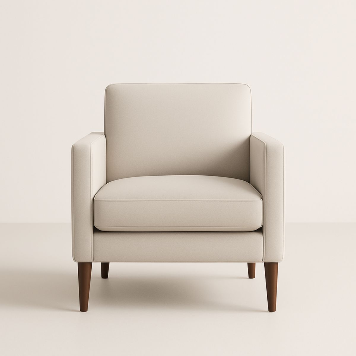 Fauteuil en Tissu Beige avec Pieds Bois