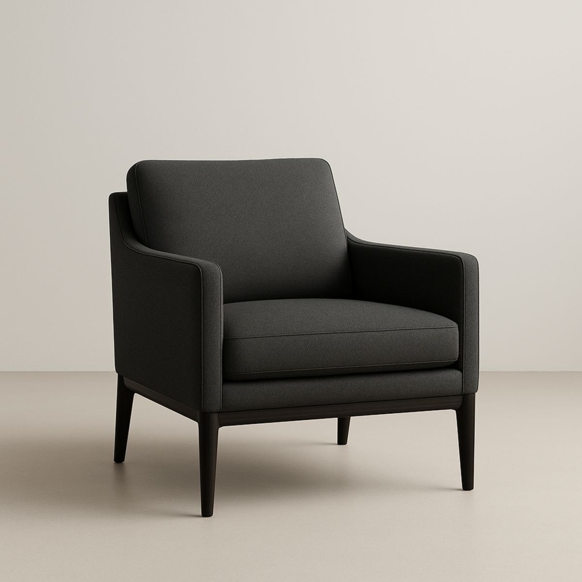 Fauteuil en tissu polyester gris foncé avec cadre en bois 85x85x90 cm