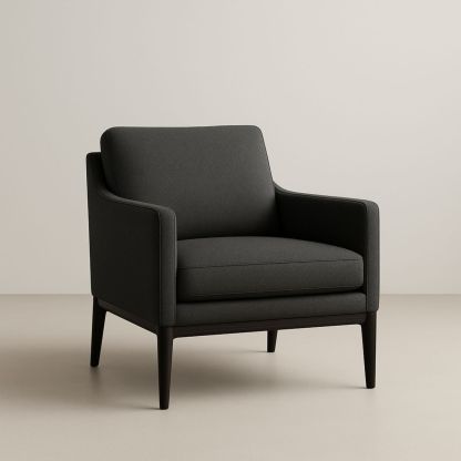 Fauteuil en tissu polyester gris foncé avec cadre en bois 85x85x90 cm