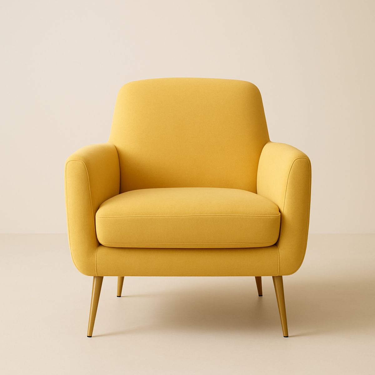Fauteuil Coton Jaune Pieds Métal