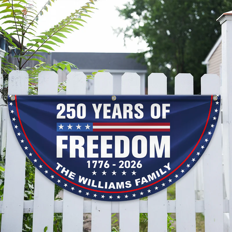 250 Years Of Freedom Custom Family Name Non-Pleated Fan Flag