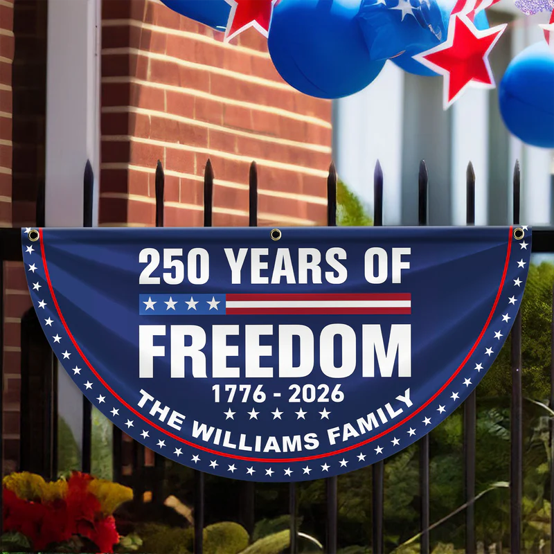 250 Years Of Freedom Custom Family Name Non-Pleated Fan Flag