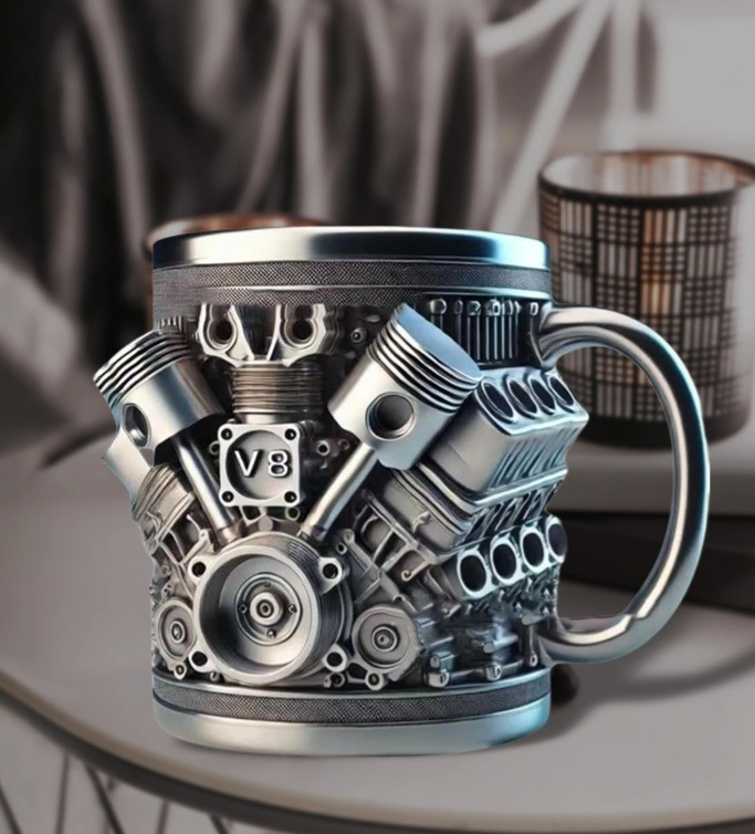 🔥Retro Engine Coffee Mug, V8 Engines Stainless Steel Cup