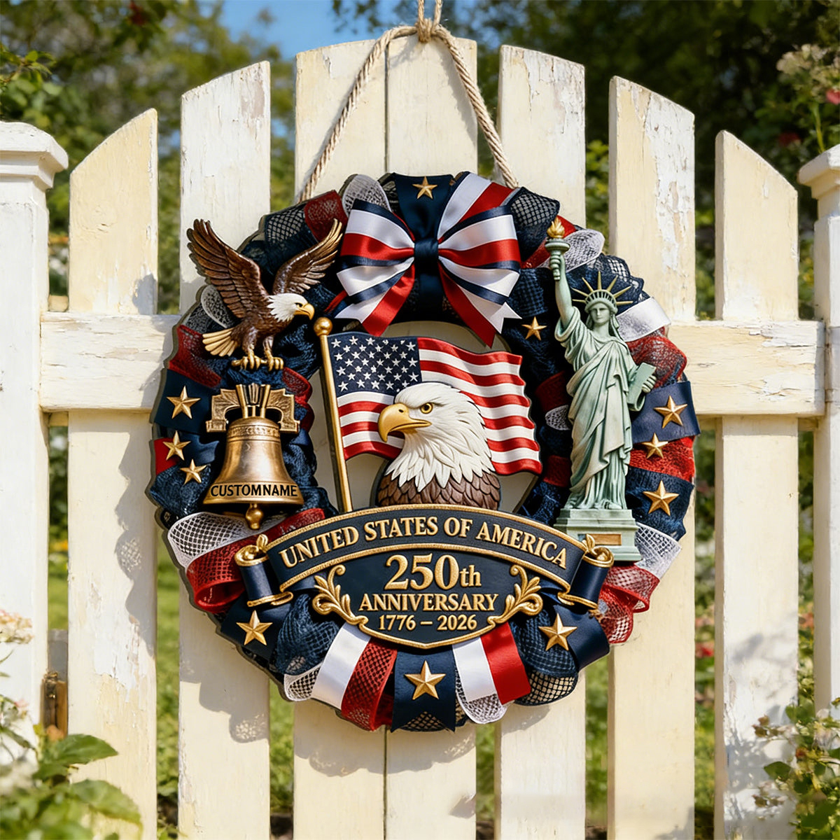 Custom Wood Sign - Personalized America 250th Anniversary Gifts For Mom, Dad, Brother, Sister, Kids - Family Forever United