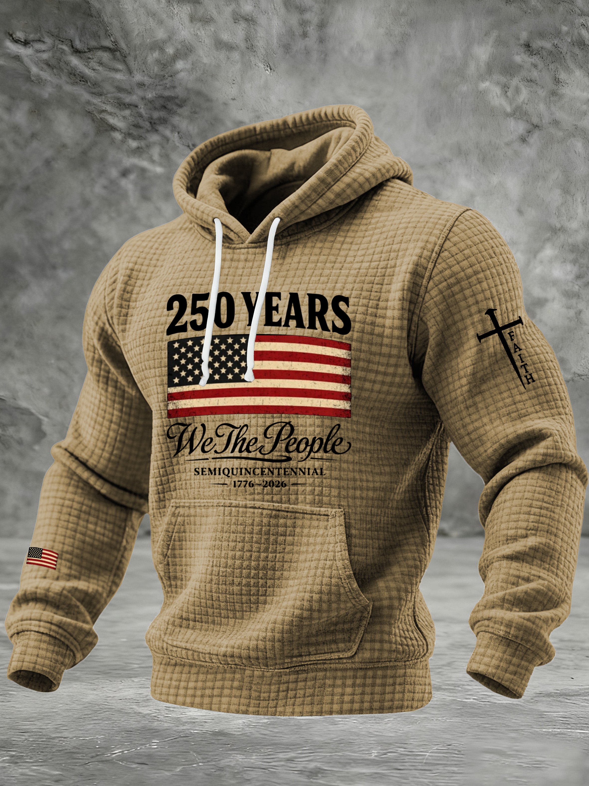 Men's 250th Anniversary "We The People" Faith & Flag Waffle Knit Hoodie