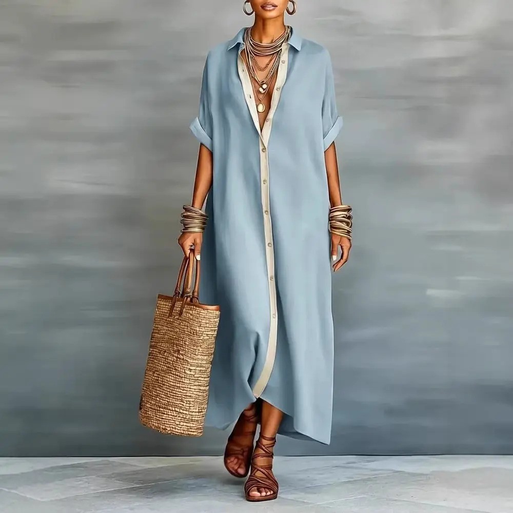 Boho Oversized Shirt Dress