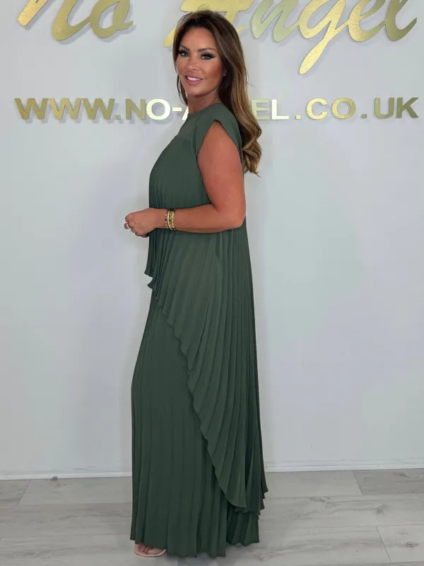 Pleated High Low Top & Trouser Two Piece Set (Buy 2 Free Shipping)