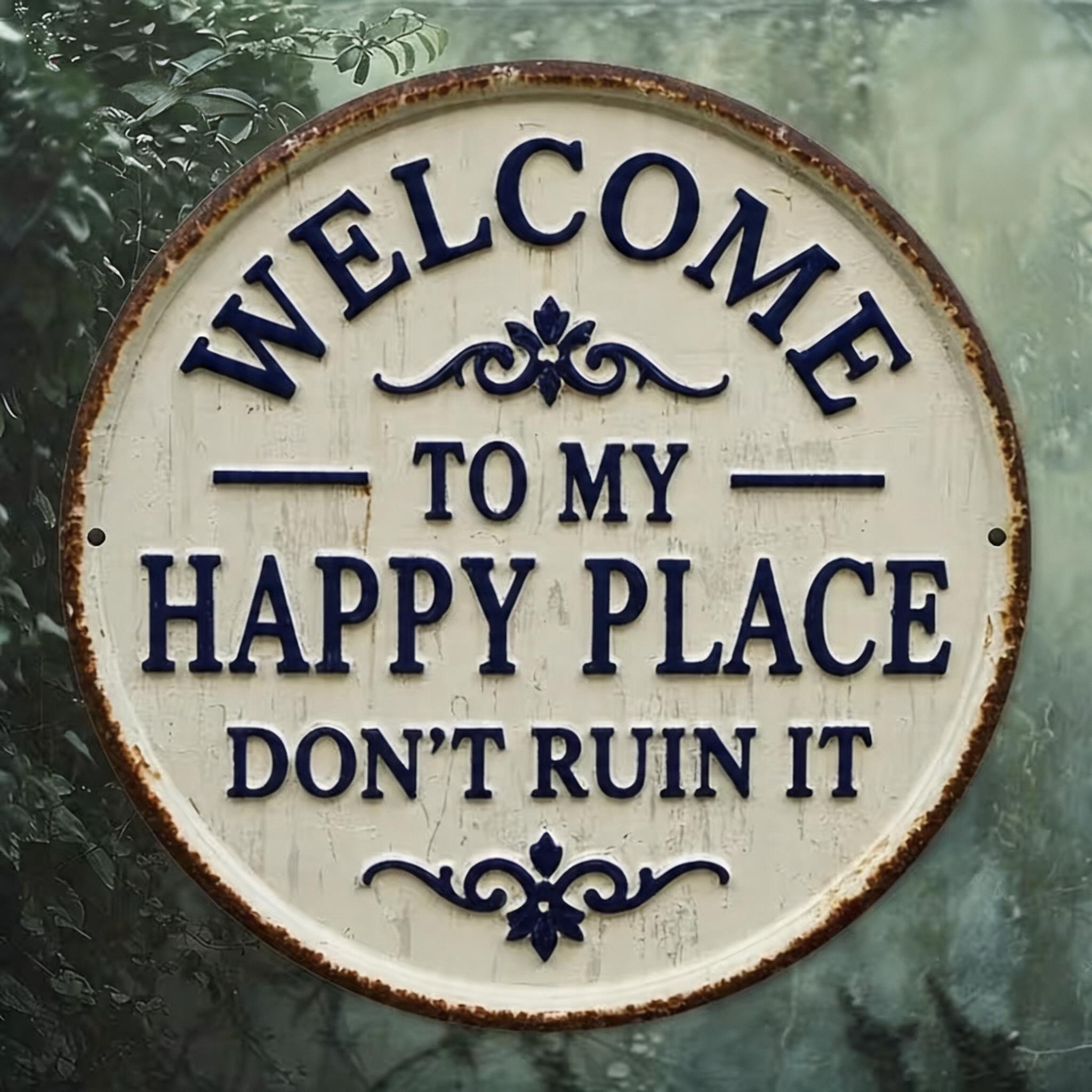 "Welcome to My Happy Place" Metal Wall Sign
