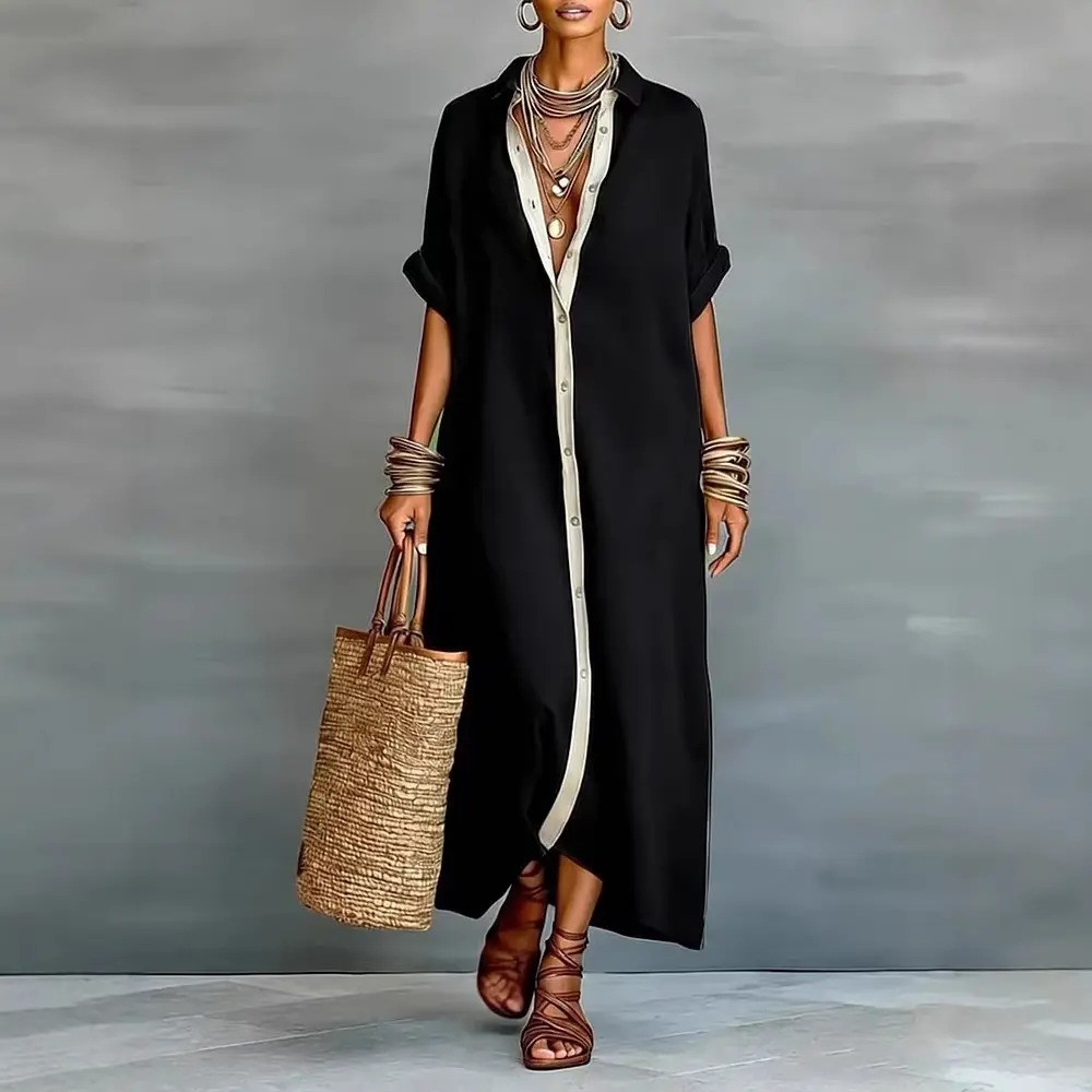 Boho Oversized Shirt Dress