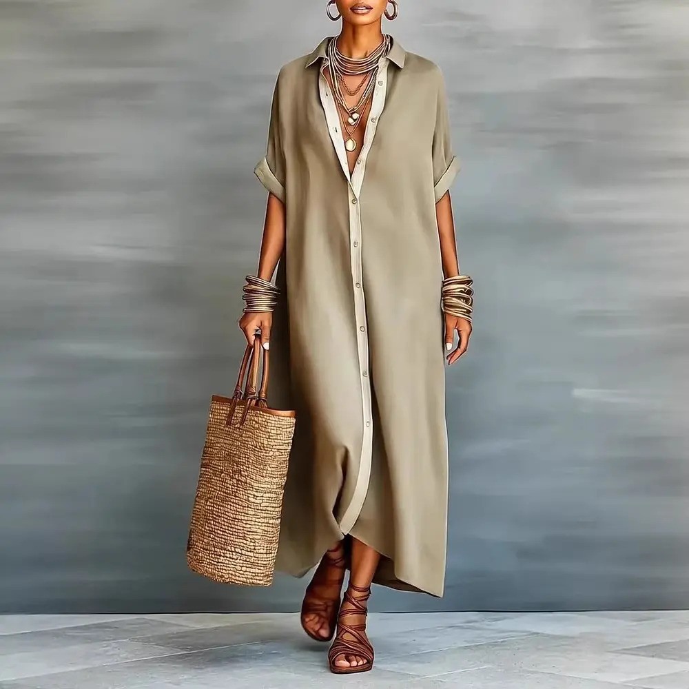 Boho Oversized Shirt Dress