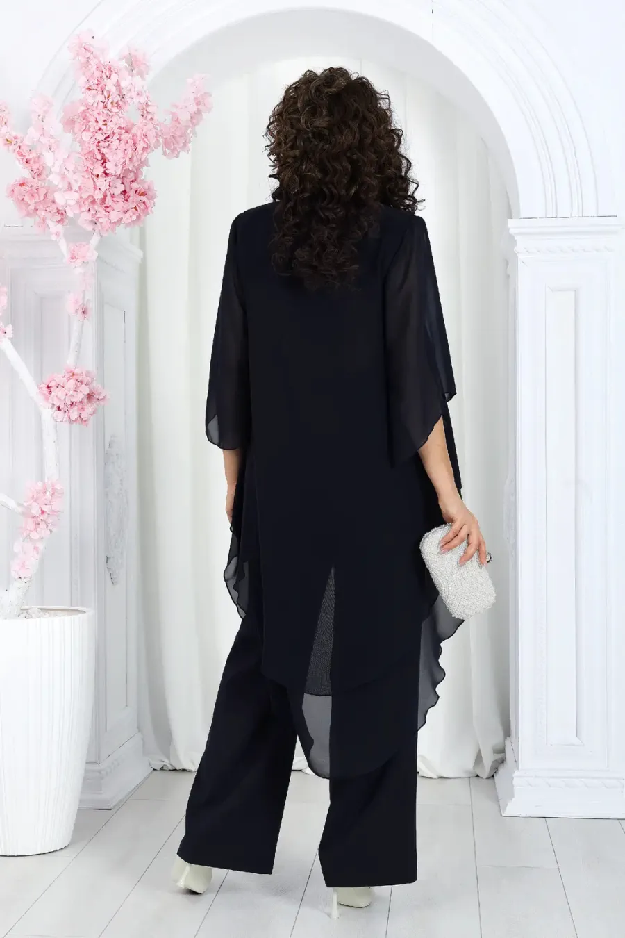 Elegant Layered Chiffon High-Low Top and Pants Two Piece Set (Buy 2 Free Shipping)